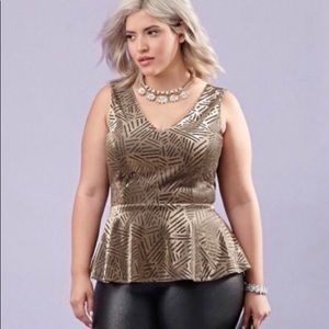 SOLD Forever 21 Plus Gold and Black Peplum Top